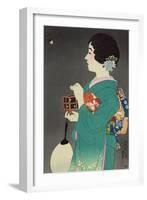 Woman Hold Box to Catch Fireflies-null-Framed Art Print