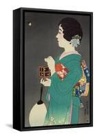 Woman Hold Box to Catch Fireflies-null-Framed Stretched Canvas