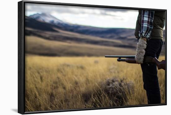 Woman Hold Her Shotgun While Out Bird Hunting In Montana-Hannah Dewey-Framed Photographic Print