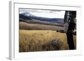 Woman Hold Her Shotgun While Out Bird Hunting In Montana-Hannah Dewey-Framed Photographic Print