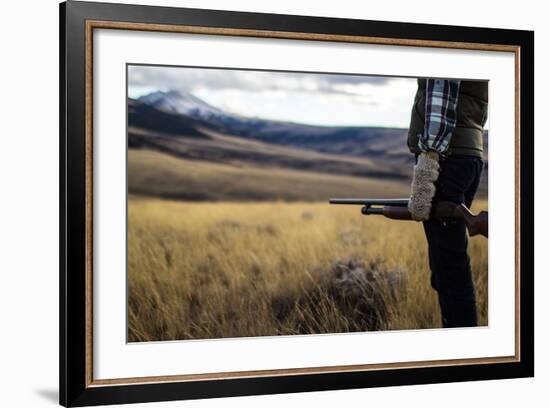 Woman Hold Her Shotgun While Out Bird Hunting In Montana-Hannah Dewey-Framed Photographic Print