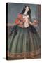 Woman Holding a Bunch of Roses, Mid of the 19th C-null-Stretched Canvas