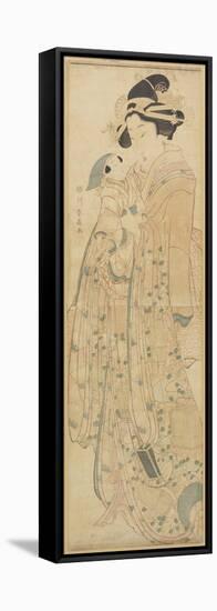 Woman Holding a Doll, Late 18th-Early 19th Century-Katsukawa Shunsen-Framed Stretched Canvas