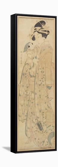 Woman Holding a Doll, Late 18th-Early 19th Century-Katsukawa Shunsen-Framed Stretched Canvas