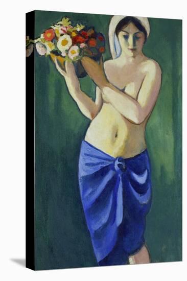 Woman Holding a Jardiniere, 1910-Auguste Macke-Stretched Canvas