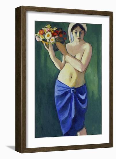 Woman Holding a Jardiniere, 1910-Auguste Macke-Framed Giclee Print