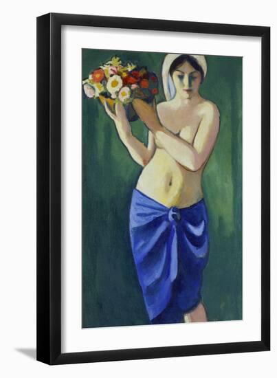 Woman Holding a Jardiniere, 1910-Auguste Macke-Framed Giclee Print