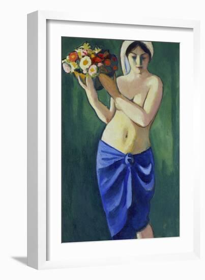 Woman Holding a Jardiniere, 1910-Auguste Macke-Framed Giclee Print