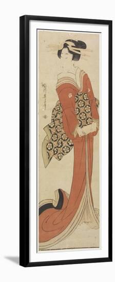 Woman Holding a Roll of Paper-Kikukawa Eizan-Framed Premium Giclee Print