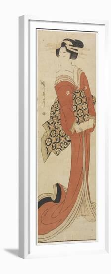 Woman Holding a Roll of Paper-Kikukawa Eizan-Framed Premium Giclee Print