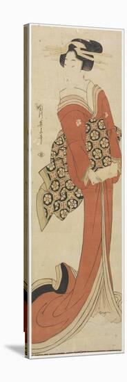 Woman Holding a Roll of Paper-Kikukawa Eizan-Stretched Canvas