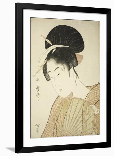 Woman Holding a Round Fan, C.1797-Kitagawa Utamaro-Framed Giclee Print