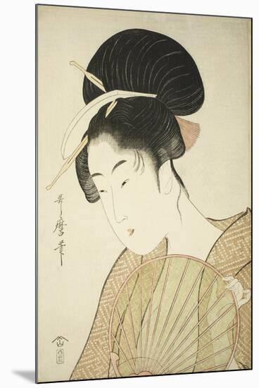 Woman Holding a Round Fan, C.1797-Kitagawa Utamaro-Mounted Giclee Print