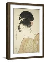 Woman Holding a Round Fan, C.1797-Kitagawa Utamaro-Framed Giclee Print