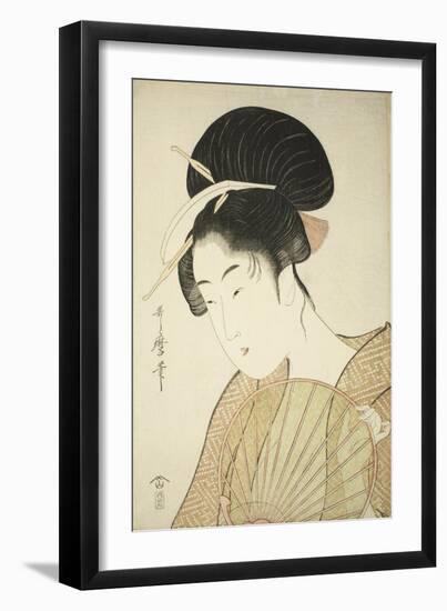 Woman Holding a Round Fan, C.1797-Kitagawa Utamaro-Framed Giclee Print