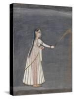Woman Holding a Sparkler-null-Stretched Canvas