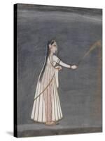 Woman Holding a Sparkler-null-Stretched Canvas