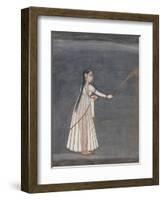 Woman Holding a Sparkler-null-Framed Art Print