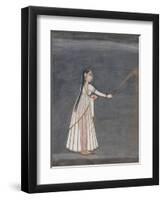 Woman Holding a Sparkler-null-Framed Art Print