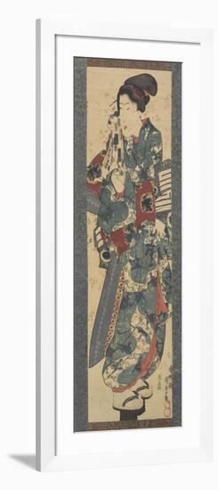 Woman Holding a Towel, 1843-1847-Utagawa Kunisada-Framed Giclee Print