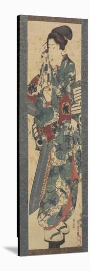 Woman Holding a Towel, 1843-1847-Utagawa Kunisada-Stretched Canvas