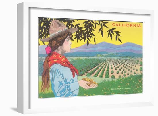 Woman Holding Almonds, California-null-Framed Art Print