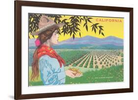 Woman Holding Almonds, California-null-Framed Art Print