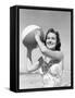 Woman Holding Beach Ball-Philip Gendreau-Framed Stretched Canvas