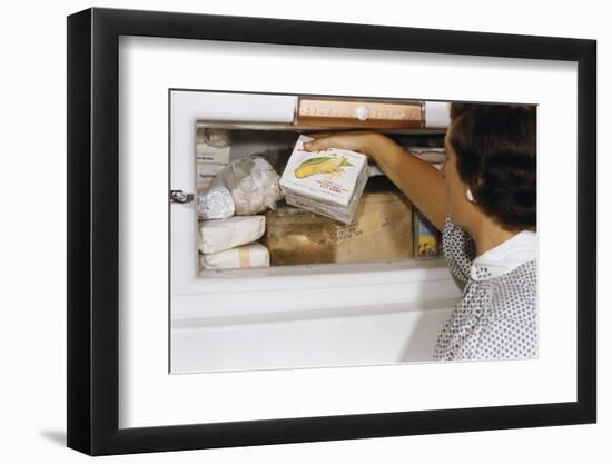 Woman Holding Box of Frozen Corn-William P. Gottlieb-Framed Photographic Print