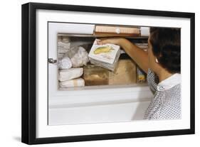 Woman Holding Box of Frozen Corn-William P. Gottlieb-Framed Photographic Print