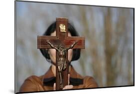 Woman holding forth a crucifix, Isere, France-Godong-Mounted Photographic Print