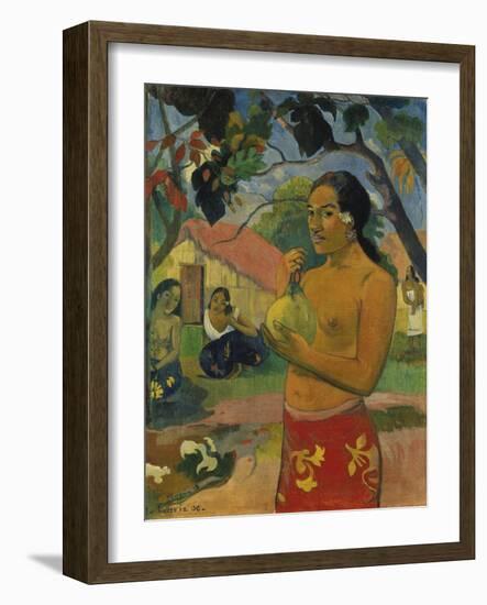 Woman, Holding Fruit (Where Do You Go?), 1893-Paul Gauguin-Framed Giclee Print