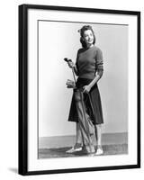 Woman Holding Golf Club and Golf Bag-Philip Gendreau-Framed Photographic Print