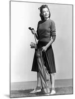 Woman Holding Golf Club and Golf Bag-Philip Gendreau-Mounted Photographic Print