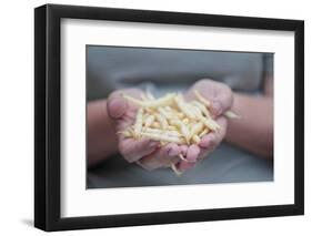 Woman Holding Green Beans in Her Palms-Joe Petersburger-Framed Photographic Print