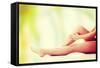 Woman Holding on Leg.-B-D-S-Framed Stretched Canvas