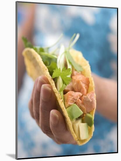 Woman Holding Taco-null-Mounted Photographic Print