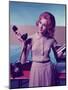 Woman Holding Telephone Receiver-Hulton Archive-Mounted Photographic Print