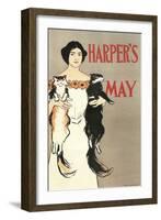 Woman Holding Two Cats-null-Framed Premium Giclee Print