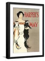 Woman Holding Two Cats-null-Framed Premium Giclee Print