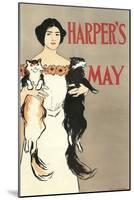 Woman Holding Two Cats-null-Mounted Premium Giclee Print