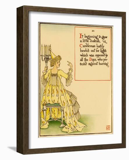 Woman Holds A Candelabra-Walter Crane-Framed Art Print