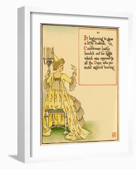 Woman Holds A Candelabra-Walter Crane-Framed Art Print