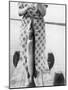 Woman Holds on Large Northern Pike on a Lake Pier, Ca. 1950-null-Mounted Photographic Print