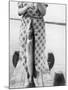 Woman Holds on Large Northern Pike on a Lake Pier, Ca. 1950-null-Mounted Photographic Print