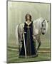 Woman & Horse Medieval Church-null-Mounted Art Print