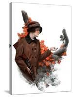 "Woman Hunter Feeding Squirrel,"November 3, 1923-Charles A. MacLellan-Stretched Canvas