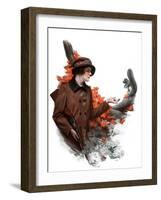 "Woman Hunter Feeding Squirrel,"November 3, 1923-Charles A. MacLellan-Framed Giclee Print