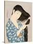 Woman in a Bathrobe Combing Her Hair-Taisho Era. Hashiguchi Goyo-Stretched Canvas