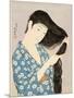 Woman in a Bathrobe Combing Her Hair-Taisho Era. Hashiguchi Goyo-Mounted Art Print